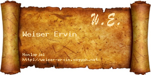Weiser Ervin névjegykártya
